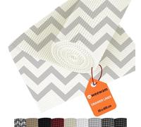 Weewam Tapis Fond de Tiroir Cuisine EVA, 30 cm x 600 cm, Rouleau Protection Tiroirs, Tapis de Tiroir Antidérapant Adhésif, Protection Tiroir Cuisine, Etagère, Armoire, Placard - Chevron Gris-Blanc