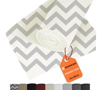 Weewam Tapis Fond de Tiroir Cuisine EVA, 45 cm x 400 cm, Rouleau Protection Tiroirs, Tapis de Tiroir Antidérapant Adhésif, Protection Tiroir Cuisine, Etagère, Armoire, Placard - Chevron Gris-Blanc