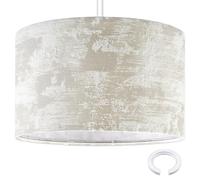 Weewooday 1 Abat-Jour en Tissu Style Rétro Ø 40 x 25 cm avec Bague d'Adaptation E27 vers E14 Abat-Jour Rond de Rechange pour Suspensions, Plafonniers et Lampadaires(Blanc)