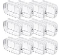 Weewooday 12 Pieces Clear Makeup Bags Cosmetic Storage Bags PVC Zipper Pouches Travel Waterproof Makeup Plastic Case for Women Organizing Toiletries Traveling Bathroom(Medium,White)