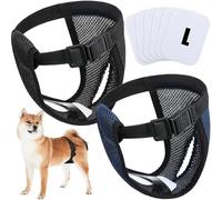 Weewooday 2 Paquets Couche pour Chien Femelle Menstruelle Lavables Couche Chien avec 6 Serviettes Hygiéniques Culotte Menstruelle pour Chiennes Chaleurs Et Saignements Mensuels, Noire et Bleu (L)
