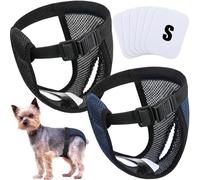 Weewooday 2 Paquets Couche pour Chien Femelle Menstruelle Lavables Couche Chien avec 6 Serviettes Hygiéniques Culotte Menstruelle pour Chiennes Chaleurs Et Saignements Mensuels, Noire et Bleu (S)