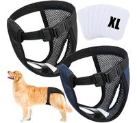 Weewooday 2 Paquets Couches Lavables pour Chien Femelle avec 6 Serviettes Hygiéniques - Culotte Menstruelle pour Chaleurs et Saignements Mensuels, Noir et Bleu (XL)