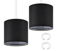 Weewooday 2 Pièces Abat-Jour en Tissu avec Bague d'Adaptation E27 vers E14 Ø 16 x 15 cm Abat-Jour Rond en Lin pour Lampe de Table Applique Murale Lampadaire et Lampe de Chevet(Noir)
