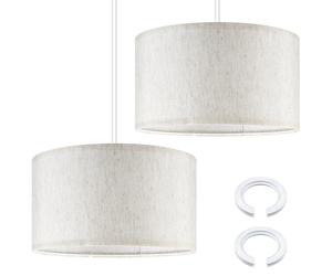 Weewooday 2 Pièces Abat-Jour en Tissu avec Bague d'Adaptation E27 vers E14 Ø 35 x 20 cm Abat-Jour Rond en Lin pour Lampe de Table Applique Murale Lampadaire et Plafonniers(Beige Clair)