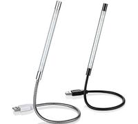 Weewooday 2 Pièces Lampes de Lecture LED Lumière Ordinateur Portable LED à Intensité Variable Lumière PC Lampe Liseuse Flexible de Tactile Col de Cygne pour Ordinateur Portable Livre Lit(Noir, Argent)