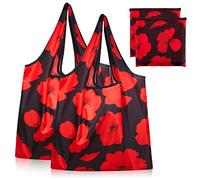 Weewooday 2 Pièces Sacs à Provisions Pliables de Coquelicot 25,2 x 17,3 Pouces Sacs de Courses Pliants Légers Sacs de Shopping Réutilisables Sacs d'Épicerie Étanches pour Stockage Usage Quotidien