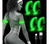 Weewooday 4 Pièces Brassard Réfléchissant Bracelet Rechargeable LED Lumière de Sécurité Bracelets à Bande Réfléchissante pour Bras Poignet Cheville Jambe Course Cyclisme Marche