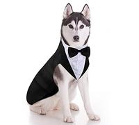 Weewooday Ensemble Smoking et Bandana pour Chien - Costume de fête de Mariage avec nœud Papillon et Chemise pour Noël, Halloween, Anniversaire (Style Mignon, Taille XL)
