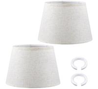 Weewooday Lot de 2 Abat-Jour en Tissu 22 x H20 x 30 cm, Beige | Avec Bague d'Adaptation E27 Vers E14, Coniques en Lin, Pour Lampes de Table Appliques, Lampes de Chevet et Lampadaires