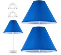 Weewooday Lot de 2 abat-jours en tissu pour lampe de chevet avec anneau adaptateur E27 vers E14 - Abat-jour moderne conique pour table de sol - Diamètre de 28 cm - Bleu foncé