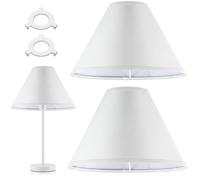 Weewooday Lot de 2 abat-jours en tissu pour lampe de chevet avec anneau adaptateur E27 vers E14 - Abat-jour moderne conique pour table de sol, diamètre de 28 cm (crème)