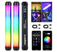 weeylite K21 Lot de 2 tubes lumineux magnétiques RVB avec contrôle par | Bâton lumineux vidéo LED avec chargement de type C IRC 95+ 2500K-8500K LCD Batterie 2500mAh