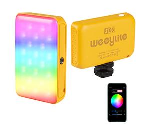 Weeylite S03 Lumière Vidéo RGB avec APP Bluetooth Contrôle,Mini 360° Pleine Couleur LED Lumière de la Caméra,Rechargeable CRI95+ 2800-6800K Gradable Lampe pour Photographie,Vlog,Youtube-Jaune