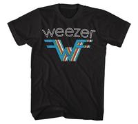 Weezer W Multi Color Black Alternative Rock Music Band Shirt Black 3XL