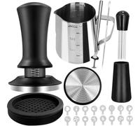 Wefenad - Tamper à main expresso 58 mm, kit barista 22 pièces avec outil WDT, pichet à mousse de lait, stylo à latte, mélangeur à café, tapis de tamper