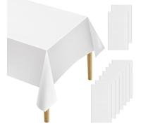 WEFHEF 10 Pcs Nappe Rectangulaire Anti Tache 183 x 137 cm, Nappe Anniversaire Imperméable, Nappes de Tables Blanches, Grandes Nappes de Fête Réutilisable, pour Table Basse Salle à Manger Mariage Noël
