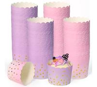 WEFHEF 100 Pcs Caissette Muffins Papier, Moule Cupcake Papier Résistant à l'Huile, Caissettes de Pâtisserie Anti-adhésif, Caissette Cupcake Cuisson, pour Mariage Anniversaire Fête, Rose et Violet