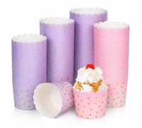 WEFHEF 100 Pcs Caissette Muffins Papier, Moule Cupcake Papier Résistant à l'Huile, Caissettes de Pâtisserie Anti-adhésif, Caissette Cupcake Cuisson, pour Mariage Anniversaire Fête, Rose et Violet