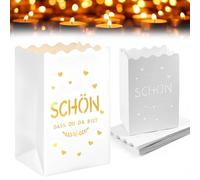 WEFHEF 12 Pcs Sacs à Bougies à Conception Creuse, Lanternes Papier Lumineuses, Lanterne Bougie Résistant aux Flammes, Sacs Lumineux Blancs Décoratifs, pour Anniversaire Mariage Saint-Valentin Fête