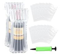 WEFHEF 15 Pcs Emballages Gonflables pour Bouteille de Vin Anti-choc, Protecteurs de Bouteilles de Vin avec Pompe à Air, Coussin à Colonne d'Air Transparent, pour Emballer et Transporter des Bouteilles