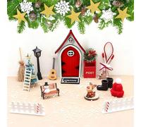 WEFHEF 19 Kits Porte Lutin Farceur de Noël, Accessoire Maison de Poupée Noël avec 12 Pcs Autocollants, Porte Maison de Fée, Porte Magique Lutin Farceur, pour Cadeau Halloween Nouvel an Anniversaire