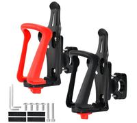 WEFHEF 2 Pcs Porte Bidon Vélo Ajustable, Support Gourde Vélo Rotatif à 360°, Porte Bouteille Moto Compatible avec 55-75 mm de Diamètre, Support Gobelet VTT, pour Fauteuil Poussette Trottinette