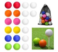 WEFHEF 20 Pcs Balles de Golf 42 mm, Ballon de Golf en Caoutchouc, Balles Golfs Anti Stress Multicolore, Ballons Entraînement Golfs, avec Sac Rangement Filet, pour Extérieur Jardin Débutant Golfeur
