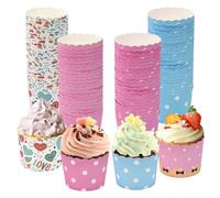 WEFHEF 200 Pcs Caissette Muffins Papier, Moule Cupcake Papier Résistant à l'Huile, Caissettes de Pâtisserie Anti-adhésif, Petite Caissette Cupcake Cuisson, pour Mariage Anniversaire Fête, 4 Motifs