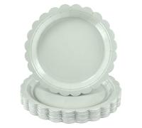 WEFHEF 30 Pcs Assiettes Plates 22.5cm, Assiette Anniversaire avec Bord de Fleur, Assiette Carton Rigide Résistant à L'Eau et à L'Huile, Assiettes Dessert Vertes, pour Mariage Pique-Nique Dîner