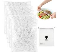 WEFHEF 500 Pcs Film Alimentaire avec Élastique, Charlotte Alimentaire Réutilisable, Couvre Plat Élastique Étirable, Housse de Protection Alimentaire Transparent, pour Bol Conservation Frais Cuisine