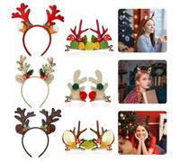 WEFHEF 6 Pcs Accessoires Cheveux Noël Rennes, 3 Pcs Serres Tête Bois Cerf + 3 Paires Barrette Cheveux Rennes, Bandeau Noël Réglable + Pince Corne Cerf, pour Réveillon Fête Spectacle Nouvel An