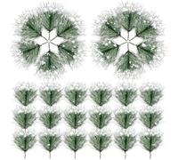 WEFHEF 60 Pcs Branche de Pin Artificielle avec Neige Décorative, Branche Sapin Artificielle Réaliste, Branches de Pin Noël Vertes, Fausse Branches de Sapin Couronne de Noël, pour Vase Guirlande Fête