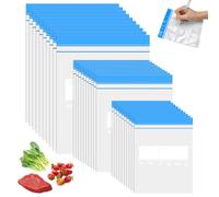 WEFHEF 70 Pcs Sac Congélation Zip Réutilisable 3 Tailles, Sachet Alimentaire Transparent, Pochette Zippée Alimentaire, Sachet Congélation Anti-Chaleur et Refermable, pour Légumes Fruits Noix Viande