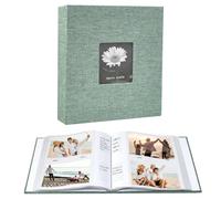 WEFHEF Album Photo Avec Pochette 15x10 cm, Livre Photo pour 200 Photos, Carnet Photo Inscriptible, Album Carte Postale avec Couverture en Lin, pour Mariages Baptême Anniversaires Voyage, 22x22 cm