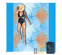 WEFHEF Couverture de Plage Anti Sable 200 * 200cm, Couverture de Plage Polyester Imperméable, Tapis Imperméable Extérieur en Forme de Corail, pour Festival, Randonnées, Pique-Niques, Camping