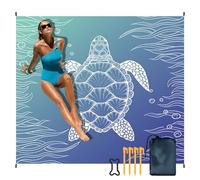 WEFHEF Couverture de Plage Anti Sable 210 * 200cm, Couverture de Plage Polyester Imperméable, Tapis Imperméable Extérieur en Forme de Tortues de Mer, pour Festival, Randonnées, Pique-Niques, Camping