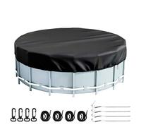WEFHEF Housse de Protection Piscine Ronde Extérieure 210d Oxford 366x20cm - Bâche Imperméable Anti-Poussière Anti-UV Résistance aux Intempéries, Bâche Protection Piscine