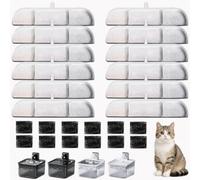 WEFHEF Lot de 12 Filtres Fontaine à Eau pour Chat et 12 Pcs Éponge de Filtration, Filtre Gamelle Eau Chat Compatible avec Fontaine à Eau DownyPaws DPWFP6 2,5 L/84oz, pour Améliore Qualité d'eau