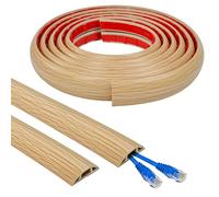 WEFHEF Passe Câble Sol 3x300x0.8 cm, Cache Câble Sol Auto-Adhésif en PVC, Goulotte Électrique Extérieur à Imitation Bois, Chemins de Câbles Électriques Flexible, pour Maison Bureau Entrepôt Garage