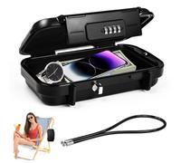 WEFHEF Petit coffre-fort portable avec câble en acier amovible, avec code imperméable et antivol, mini coffre-fort ignifuge pour voyages, plage, camping et piscine