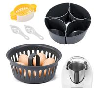 WEFHEF Pocheuse à Œufs Cuiseur pour 6 Œufs, avec 2 Séparateurs d'Œufs Et 1 Coupe-Œuf Séparateur Jaune, Coupe-Œuf - Accessoire Cuisine en PP Alimentaire sans Bpa