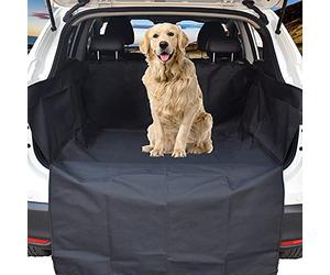 WeFine Tapis de coffre de voiture universel étanche avec rabat pare-chocs, compatible avec voitures, 4x4, breaks, camions, hayon, SUV (long, noir)