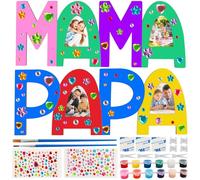 WEFINEST Lot de 2 lettres en bois - Kit de bricolage - Cadre photo en bois avec aide au support - Cadeau photo - Cadeau d'anniversaire pour maman papa pour la fête des mères, la fête des pères