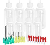 WEFINEST Lot de 8 flacons à aiguilles, 30 ml/50 ml, pointe de précision, flacon doseur avec 16 aiguilles fines et autres accessoires, flacon de colle vide, flacons applicateurs de colle pour bricolage