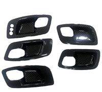 WEFOLCC 5PCS/SET Garniture Couvercle Cuvette De Poignée Porte Intérieure En Fibre De Carbone Pour Dodge Pour Charger 2011-2021 Pour Chrysler 300 2015-2021 (Black)