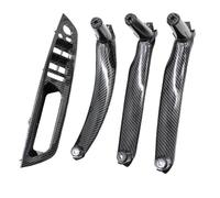 WEFOLCC Pour X5 X6 E70 E71 2007-2013 Ensemble De Couvercle Commutateur Lève-vitre En Fibre Carbone Garniture De Couvercle Poignée Porte Intérieure (LHD 4PCS Set)