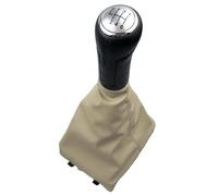 WEFOLEN Pour VW Pour Polo 9N 9N2 9N3 2001 2002 2003 2004 2005 2006 2007 2008 2009 Pommeau Levier Vitesse Voiture Soufflet Levier Vitesse Couvercle Coffre(5 Speed Silver Beige)