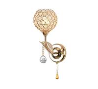 WeFoonLo Applique murale moderne en cristal - Finition chromée - Pour chambre à coucher - Avec interrupteur - Culot E14 (doré)