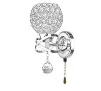 WeFoonLo Modern Crystal Wall Light Pendent Lamp Chrome Finish Bedroom Sconce Éclairage avec interrupteur à cordon, E14 Socket (Sphérique)